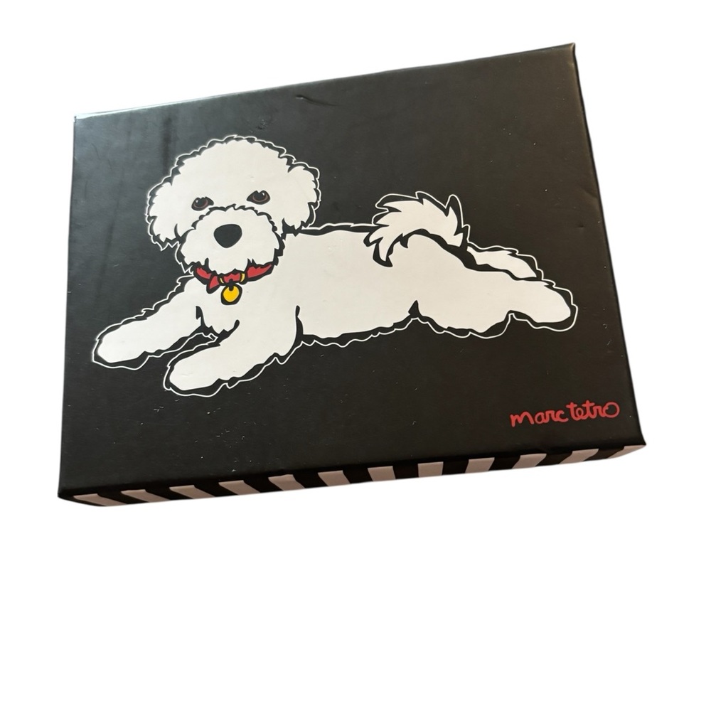 NIB Marc Tetro Bichon Frisée Dog Black Wallet Gift Boxed Wristlet Faux Leather - Picture 4 of 12